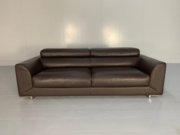 Roche Bobois 3 - Seat Sofa - In Dark Brown Leather @ REHAUS