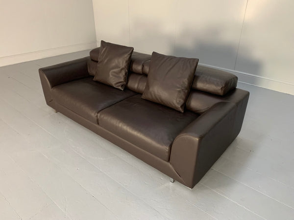 Roche Bobois 3 - Seat Sofa - In Dark Brown Leather @ REHAUS