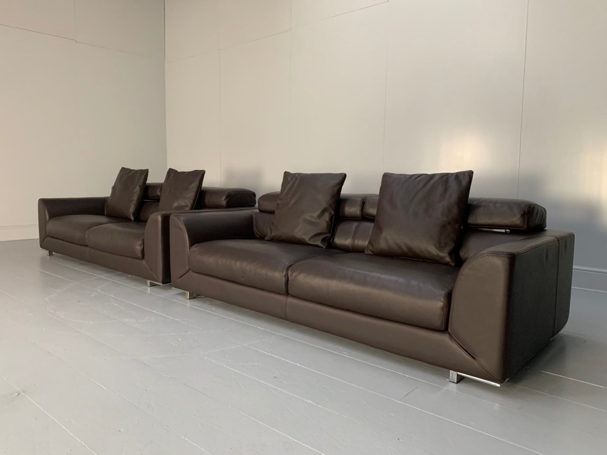 Roche Bobois 3 - Seat Sofa - In Dark Brown Leather @ REHAUS
