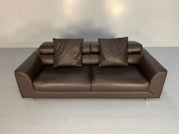 Roche Bobois 3 - Seat Sofa - In Dark Brown Leather @ REHAUS