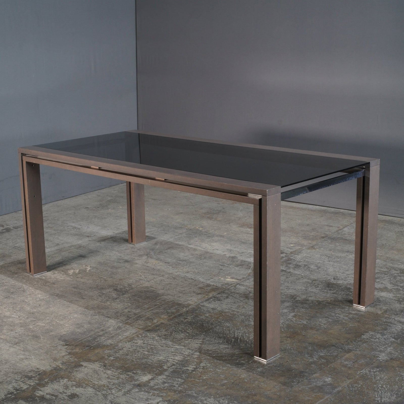 Roche Bobois Anthracite and Smoked Glass Box Dining Table @ REHAUS