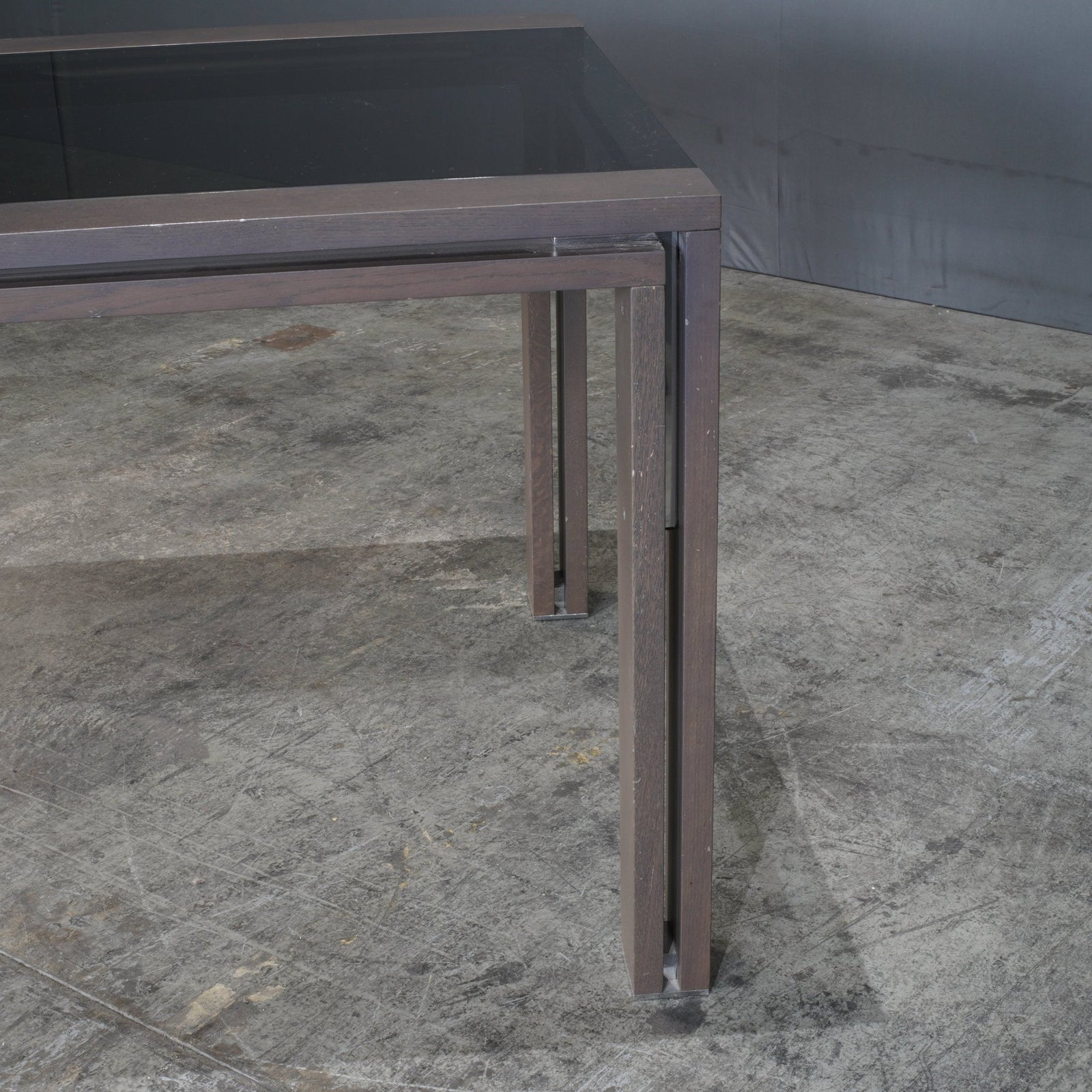 Roche Bobois Anthracite and Smoked Glass Box Dining Table @ REHAUS
