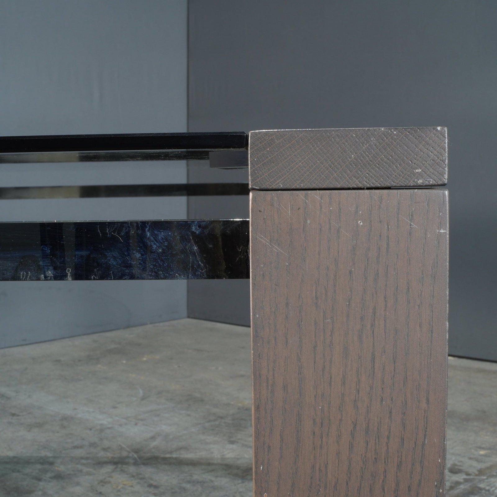 Roche Bobois Anthracite and Smoked Glass Box Dining Table @ REHAUS