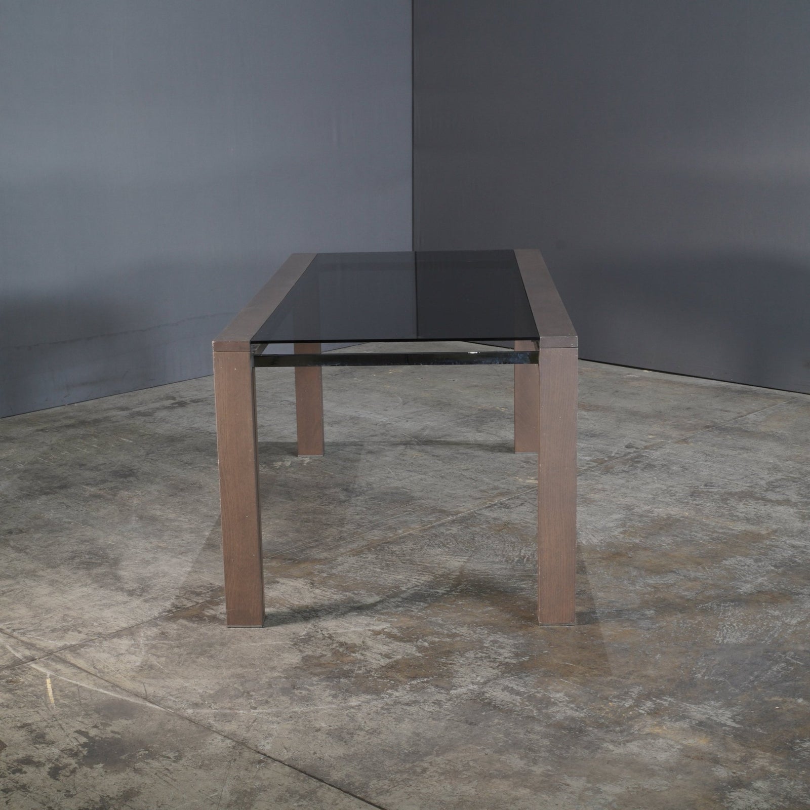 Roche Bobois Anthracite and Smoked Glass Box Dining Table @ REHAUS