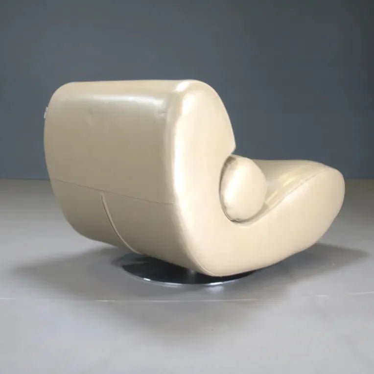 Roche Bobois by Hans Hopper Virgule Leather Swivel Lounge Chair - REHAUS - Roche Bobois