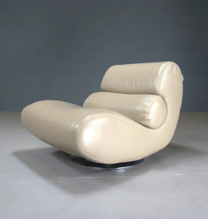 Roche Bobois by Hans Hopper Virgule Leather Swivel Lounge Chair - REHAUS - Roche Bobois