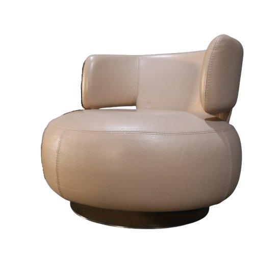 Roche Bobois Cream Leather Curl Swivel Armchair (One Chair available)