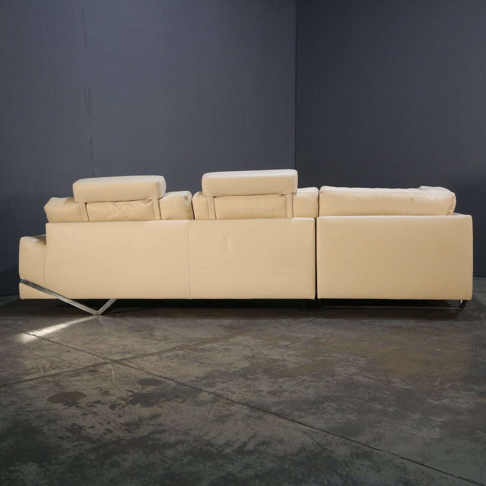 Roche Bobois Cream Leather Sectional Sofa @ REHAUS