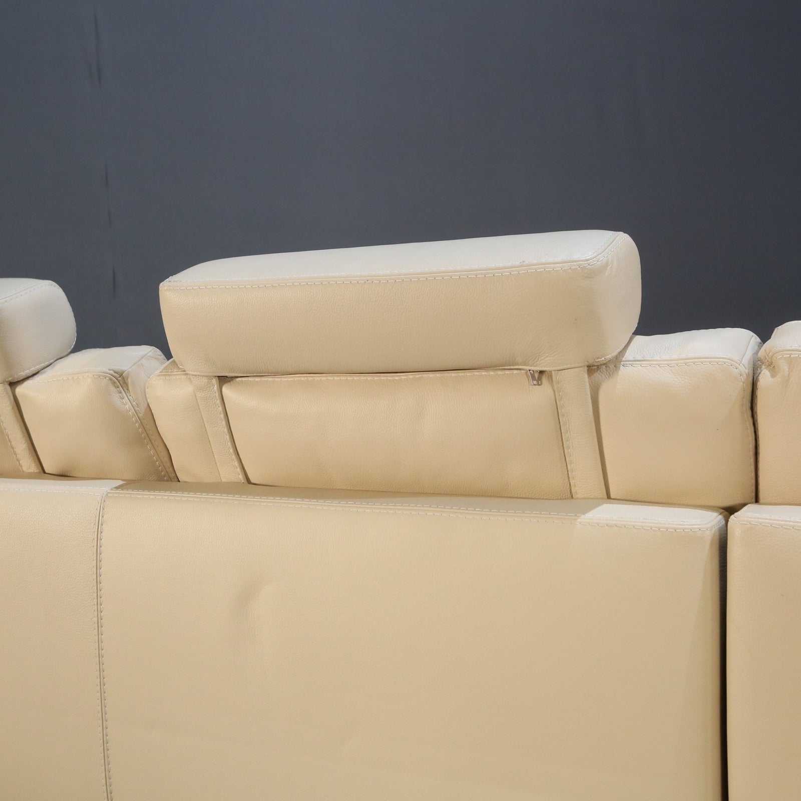 Roche Bobois Cream Leather Sectional Sofa @ REHAUS