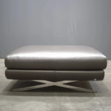 Roche Bobois Grey Leather Armchair and Footrest - REHAUS - Roche Bobois