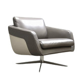 Roche Bobois Grey Leather Armchair and Footrest - REHAUS - Roche Bobois