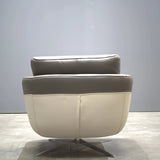 Roche Bobois Grey Leather Armchair and Footrest - REHAUS - Roche Bobois