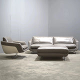 Roche Bobois Grey Leather Sofa - REHAUS - Roche Bobois