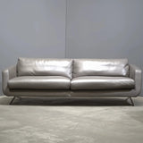 Roche Bobois Grey Leather Sofa - REHAUS - Roche Bobois