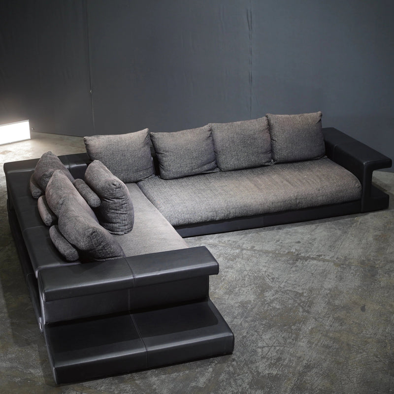 Roche Bobois Memento Sectional Sofa with Ottoman and Leather Side Bookcases - REHAUS - Roche Bobois