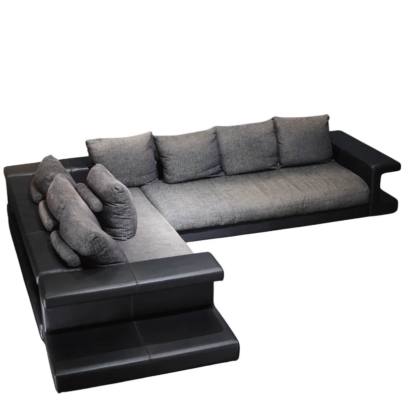 Roche Bobois Memento Sectional Sofa with Ottoman and Leather Side Bookcases - REHAUS - Roche Bobois