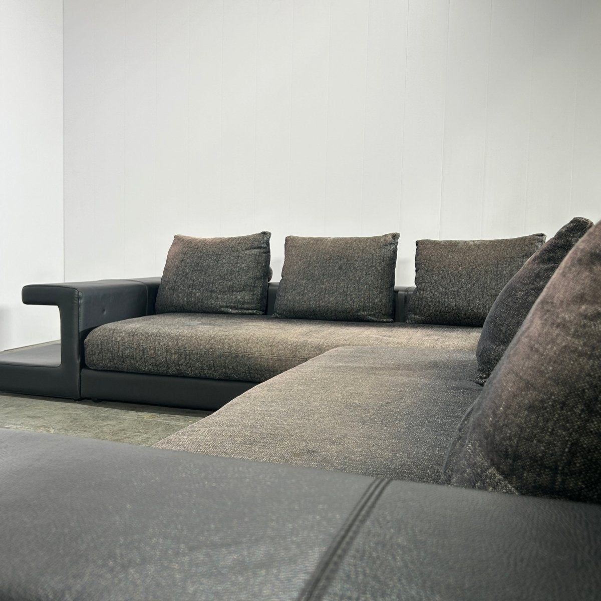 Roche Bobois Memento Sectional Sofa with Ottoman and Leather Side Bookcases @ REHAUS