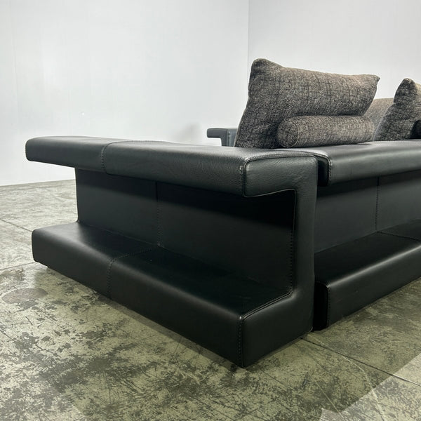 Roche Bobois Memento Sectional Sofa with Ottoman and Leather Side Bookcases @ REHAUS