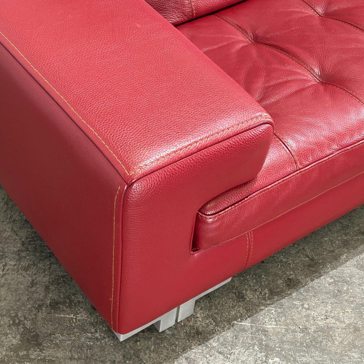 Roche Bobois Red Leather Three Seater Sofa @ REHAUS
