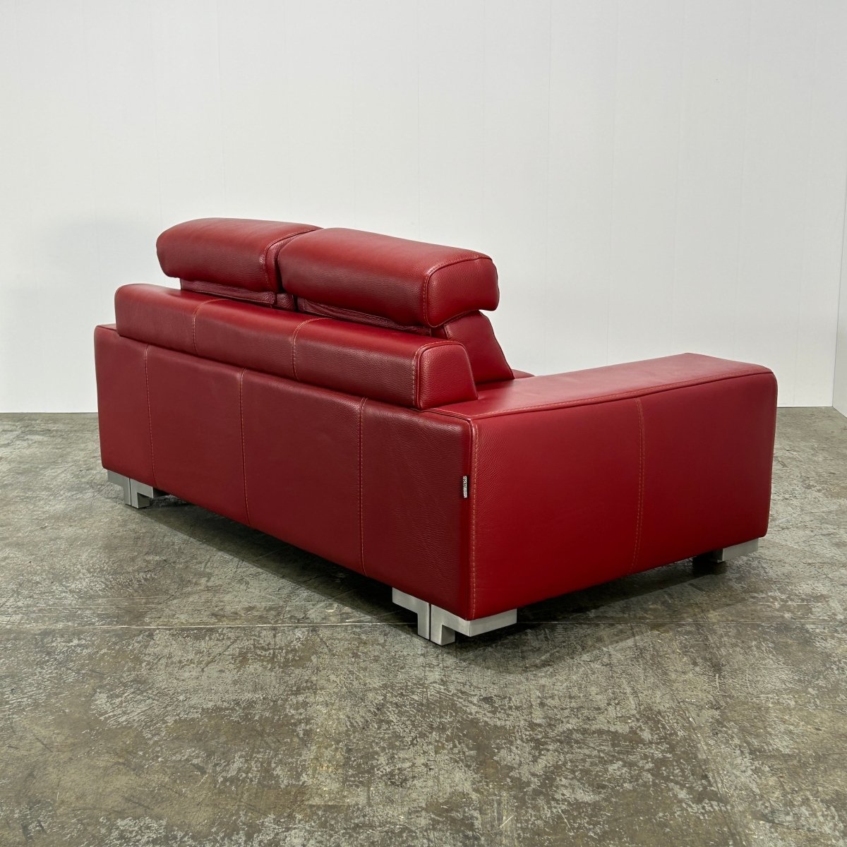 Roche Bobois Red Leather Two Seater Sofa @ REHAUS