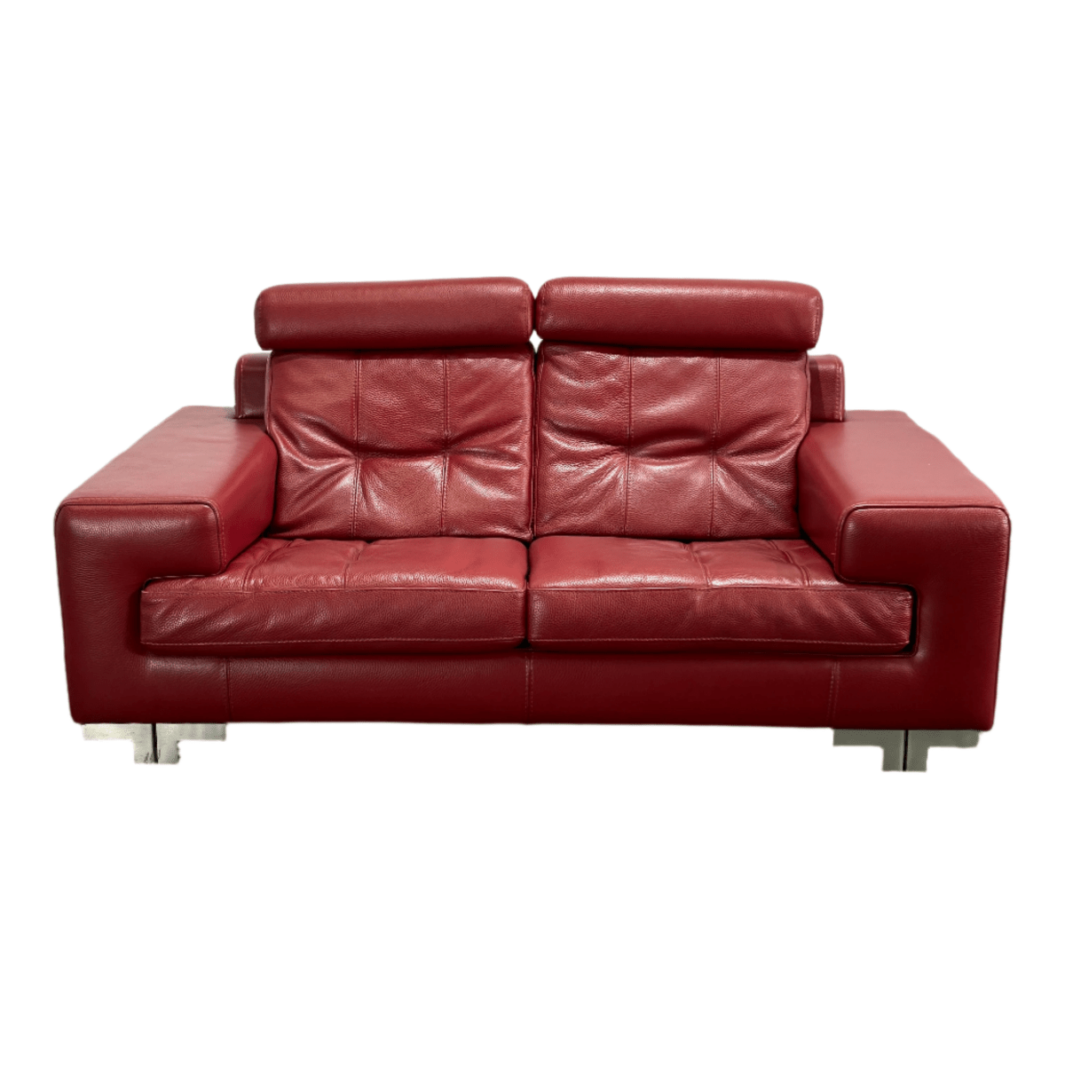 Roche Bobois Red Leather Two Seater Sofa @ REHAUS