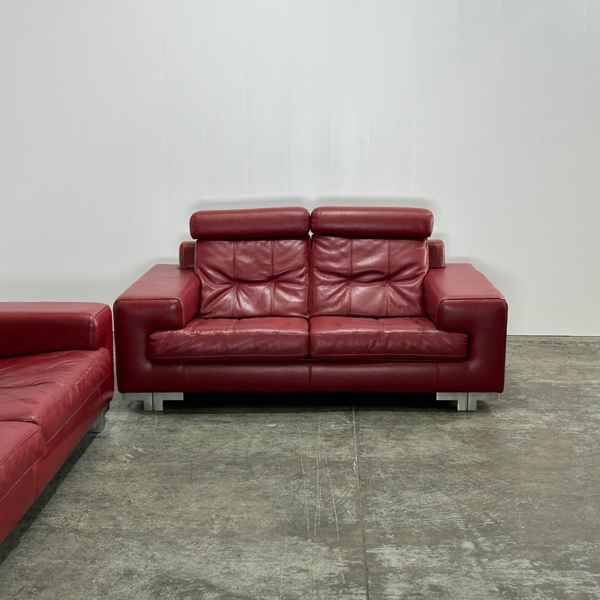 Roche Bobois Red Leather Two Seater Sofa @ REHAUS