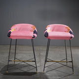 Seletti High Stool with Pink Lipstick Pattern by Toiletpaper - REHAUS - Seletti