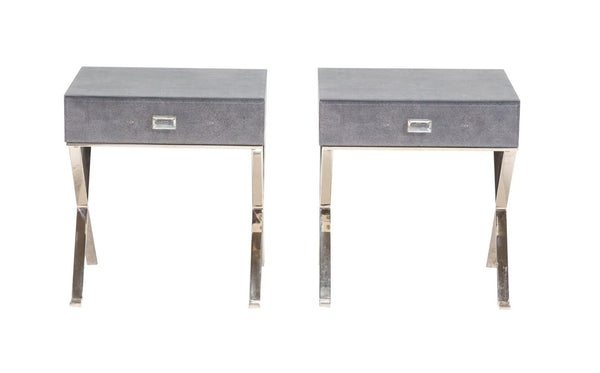 Shagreen Blue Glass Bedside Tables, Set of Two - REHAUS - Shagreen