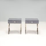 Shagreen Blue Glass Bedside Tables, Set of Two - REHAUS - Shagreen