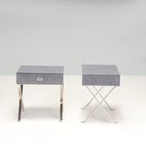 Shagreen Blue Glass Bedside Tables, Set of Two - REHAUS - Shagreen