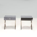 Shagreen Blue Glass Bedside Tables, Set of Two - REHAUS - Shagreen