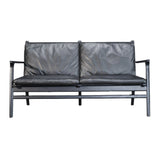 Stellar Works Rén Black Leather and Oak Two Seater Sofa by Space Copenhagen @ REHAUS