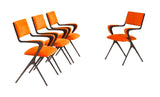 Tom Faulkner Orange Velvet Vienna Carver Dining Chairs, Set of 4 - REHAUS - Tom Faulkner