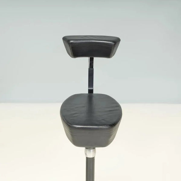 Vitra by George Nelson Black Leather Perch Swivel Desk Chairs, 2001, Set of 2 - REHAUS - George Nelson