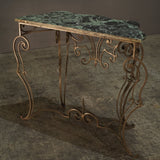 Wrought Steel Variegated Marble Top Console Table, Manner of Gilbert Poillerat @ REHAUS