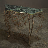 Wrought Steel Variegated Marble Top Console Table, Manner of Gilbert Poillerat @ REHAUS