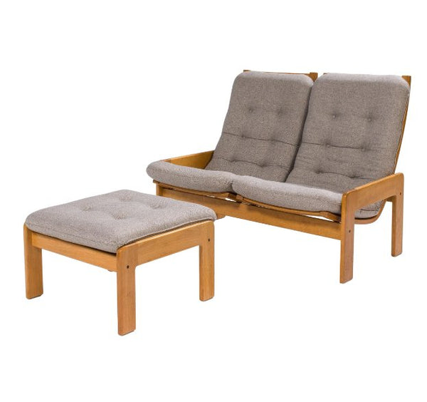 Yngve Ekström for Swedese Grey Fabric 2 - Seat Sofa and Footstool, 1960s - REHAUS - Yngve Ekström