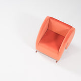 Arflex by Yaakov Kaufman Virgola Peach Orange Velvet Armchair, 1990s