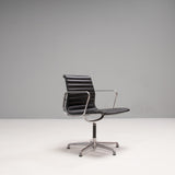 Charles & Ray Eames for ICF EA 108 Black Leather & Aluminium Chairs, Set of 6