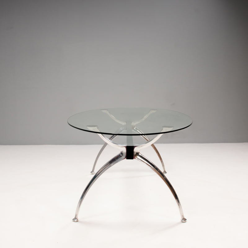 Oval Glass & Chrome Dining Table in the Style of Charles and Ray Eames
