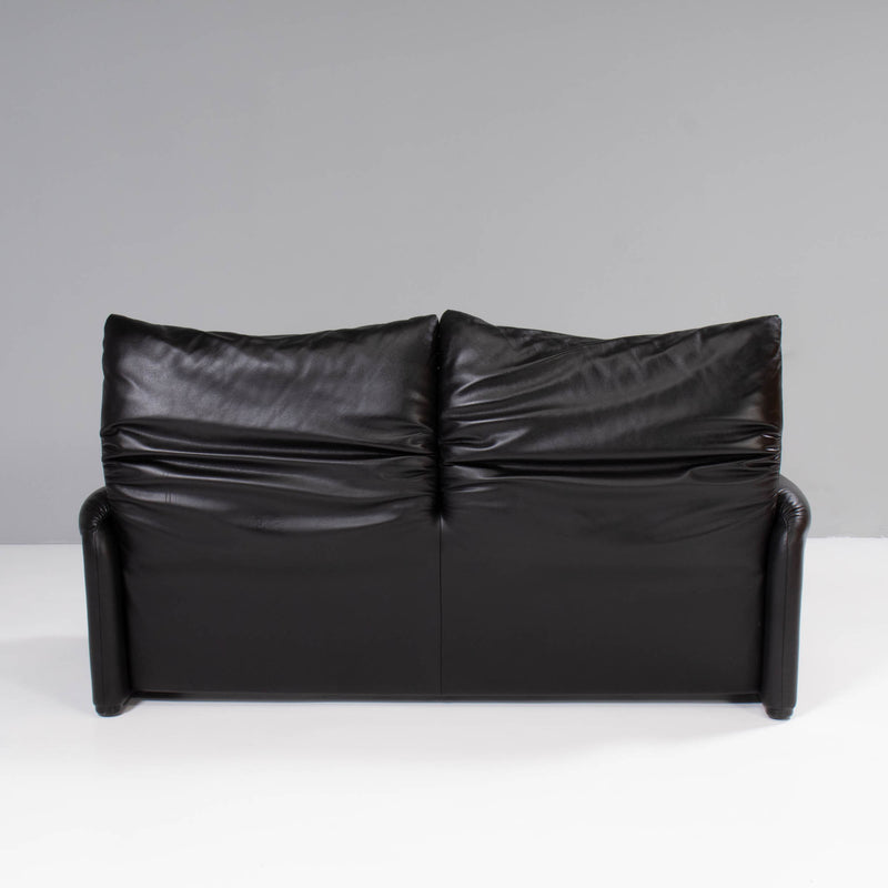 Cassina by Vico Magistretti Maralunga Black Leather Sofa