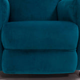 Original 1930's Art Deco Curved Blue Teal Velvet Matching Armchairs