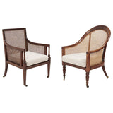 19th Century Bergère Beech & Mahogany Armchairs with Caned Backs, Set of 2
