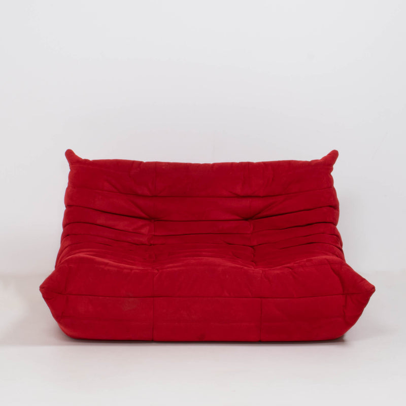 Ligne Roset by Michel Ducaroy Togo Red Modular Sofa and Footstool, Set of 4