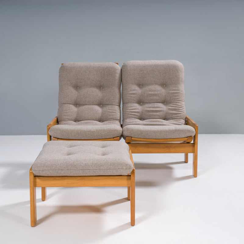 Yngve Ekström for Swedese Set of Two Sofas, Footstool and Coffee Table Set, 1960s