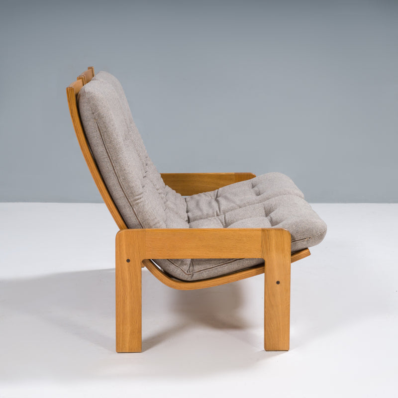 Yngve Ekström for Swedese Grey Fabric 2 Seat Sofa, 1960s