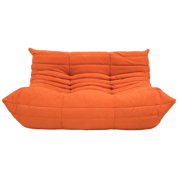 Red Leather Togo 3 Seater Sofa by Ligne Roset, 1980s