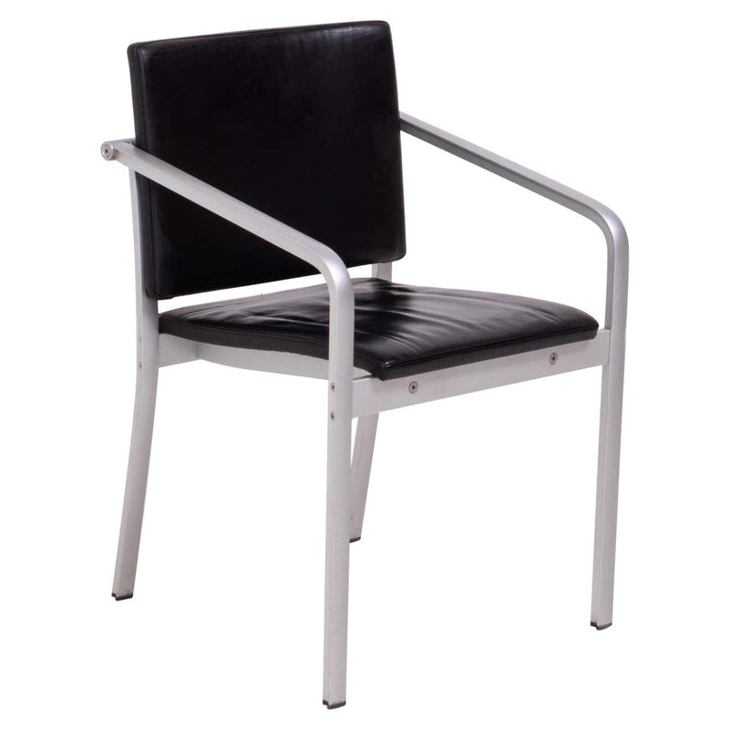 Thonet by Norman Foster A901 PF Aluminium and Black Leather Dining Chair