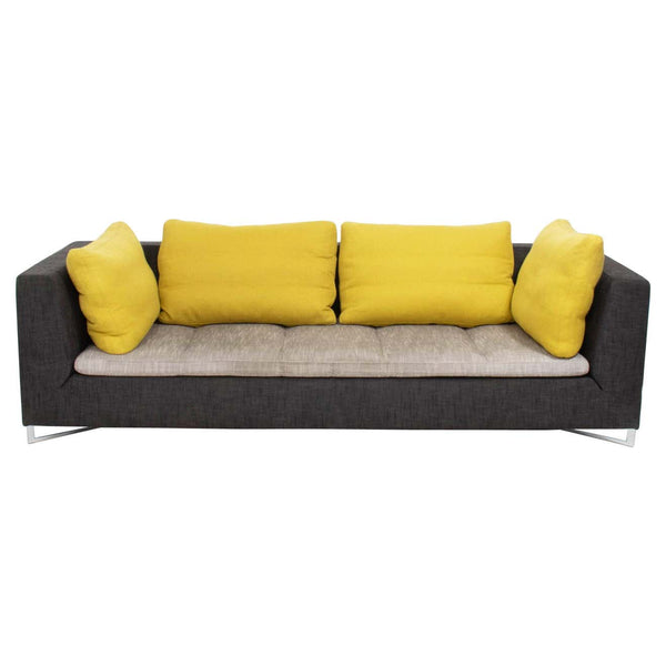 Ligne Roset by Didier Gomez Feng Grey and Lime Three-Seat Feng Sofa, 2004