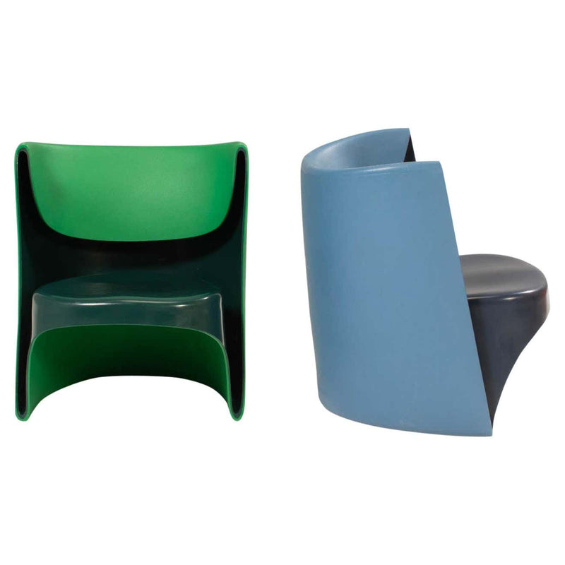 Cappellini by Ron Arad ‘Nino Rota’ Blue & Green Chairs, Set of 2